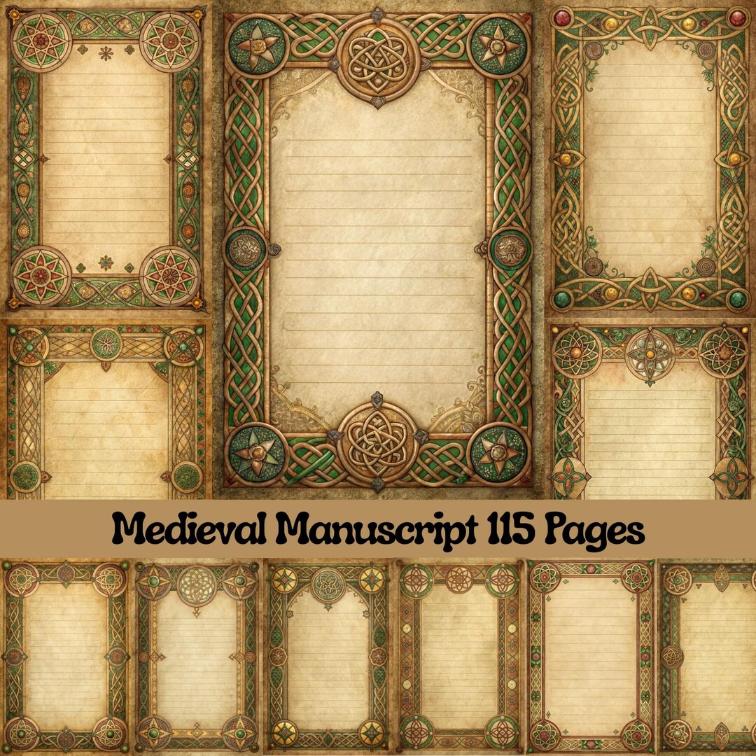 Medieval Celtic Manuscript Junk Journal Pages, Digital Scrapbook Kit ...