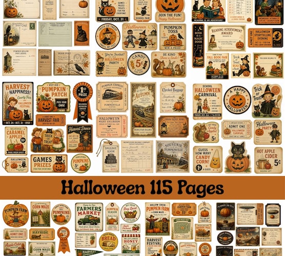Retro Halloween Ephemera Cutouts — Vintage Fussy Cuts for Junk Journals
