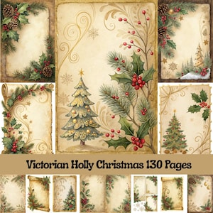 Julklappskit med skräpjournal, klassisk mysig jul, juldekorationer, utskrivbara scrapbookpapper
