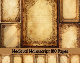 Medieval Manuscript Junk Journal | Celtic Knot Parchment Paper | Printable Ephemera (Digital Download)