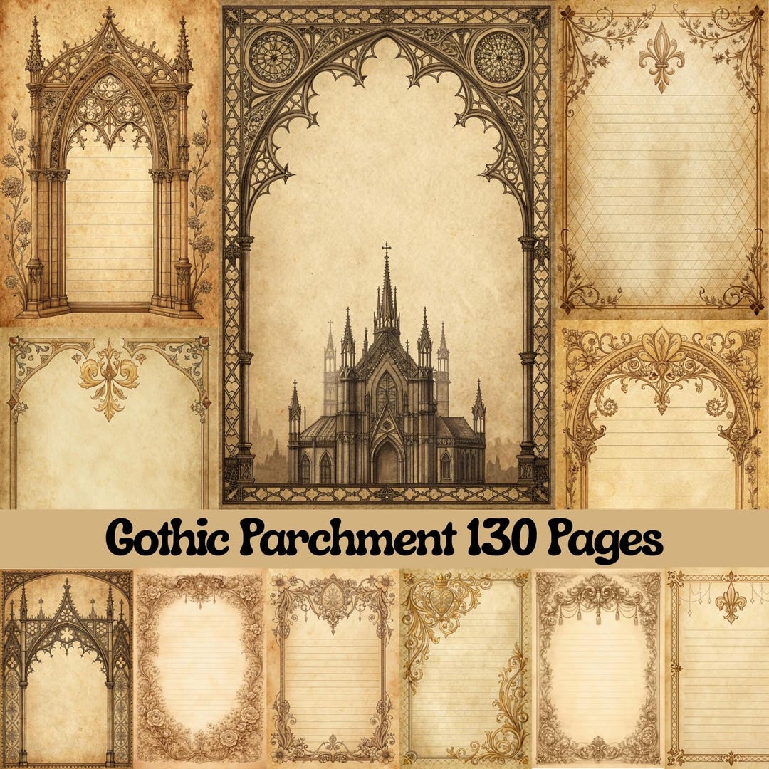 Gothic Junk Journal, Parchment Medieval Digital Paper, Scrapbooking ...