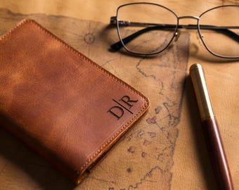 Monogrammed Passport Cover, Personalized Leather Passport Holder, Destination Wedding Gift, Travel Gift for Wedding Party