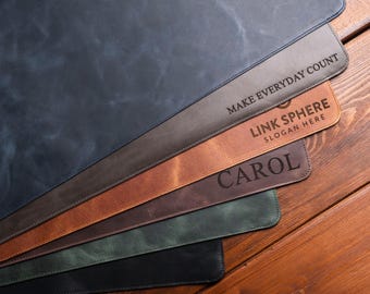 Personalized Leather Desk Mat, Custom Mouse Pad, Engraved Leather Mousepad, Minimalist Office Décor, Gift for Coworker