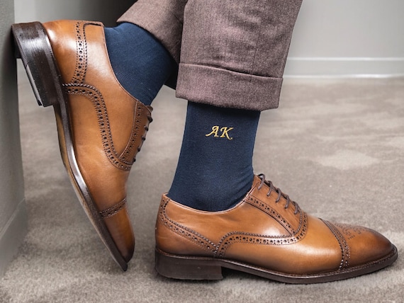 Embroidered Groomsmen Socks: Personalized Initial Monogram Wedding Gift