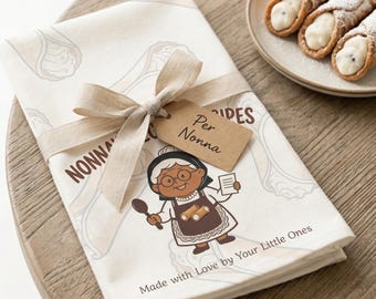 Paño de cocina personalizado para Nonna, regalo para abuela italiana, regalo del Día de la Madre para Nonna, decoración de cocina con cannoli, regalo de cumpleaños