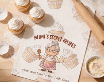Personlig Mimis hemliga recept kökshandduk, mors dag-present till Mimi, receptkökspresent, sentimental mormorspresent
