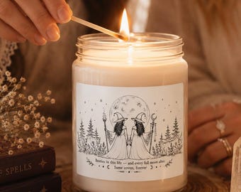 Witch Sisters Soy Candle, Moon Forest Scent, Friend Coven Gift