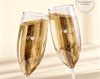 Flûte da champagne personalizzate con iniziali, bicchieri da brindisi personalizzati per matrimoni, regalo per la sposa, regalo di fidanzamento, anniversario e San Valentino