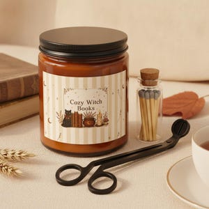 Book Lover Candle Set, Cozy Witch Black Cat Apothecary Jar, Dark Academia Gift image 10