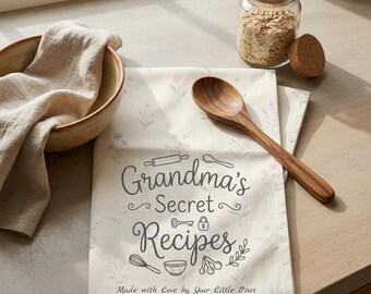 Personalized Recipe Tea Towel, Grandma's Handwritten Keepsake, Christmas Kitchen Gift, Cotton Twill Baking Decor