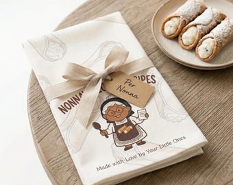 Personalized Nonna's Recipe Cotton Twill Tea Towel, Italian Keepsake Gift