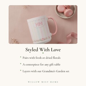 Personalized Mimi Pastel Striped Name Mug, Watercolor Floral Accent Coffee Cup image 14