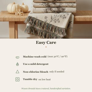 Woven Pumpkin Throw Blanket, Neutral Fall Tapestry, Cottagecore Botanical Decor image 9