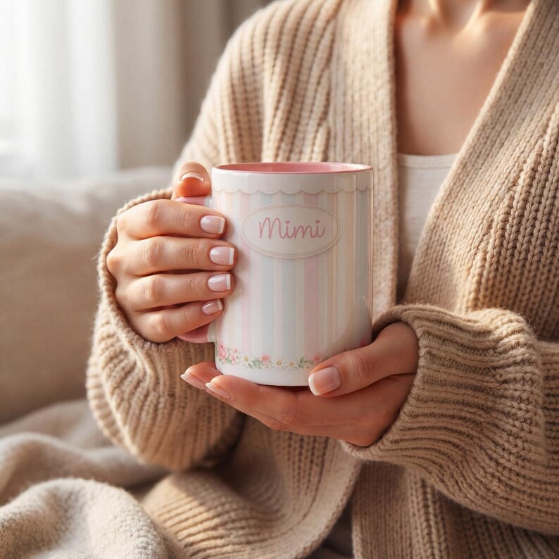 Mimi pastel striped name mug | Accent Coffee Mug 11oz 15oz