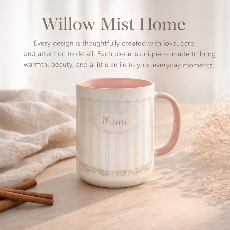 Care and details of Mimi pastel striped name mug | Accent Coffee Mug 11oz 15oz