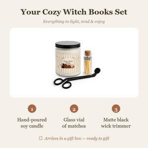Book Lover Candle Set, Cozy Witch Black Cat Apothecary Jar, Dark Academia Gift image 3