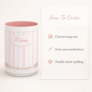 Alternate angle of Mimi pastel striped name mug | Accent Coffee Mug 11oz 15oz