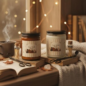 Book Lover Candle Set, Cozy Witch Black Cat Apothecary Jar, Dark Academia Gift image 13