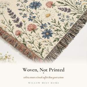 Personalized Grandma Wildflower Woven Blanket, Custom Grandkids Names Throw image 17