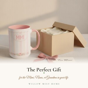 Personalized Mimi Pastel Striped Name Mug, Watercolor Floral Accent Coffee Cup image 16