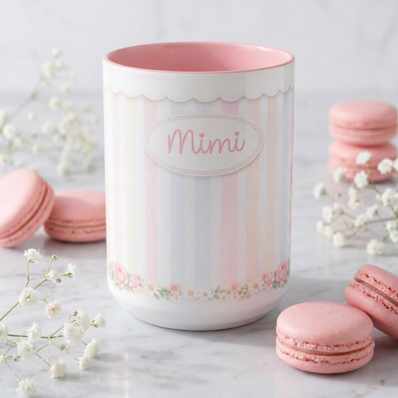 Product features of Mimi pastel striped name mug | Accent Coffee Mug 11oz 15oz