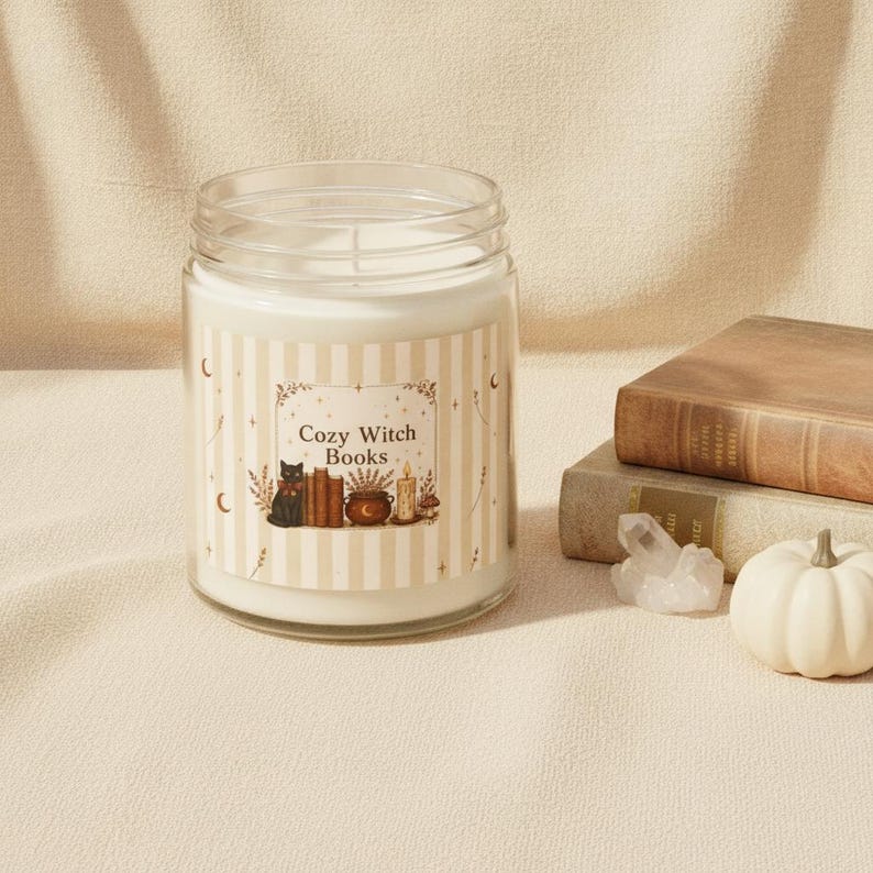 Book Lover Candle Set, Cozy Witch Black Cat Apothecary Jar, Dark Academia Gift image 11