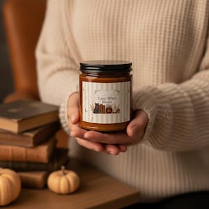 Book Lover Candle Set, Cozy Witch Black Cat Apothecary Jar, Dark Academia Gift image 6
