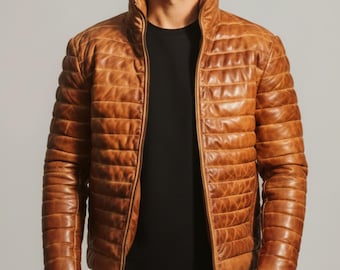 Donzen donsjas met echt lamsleer gewatteerde bubbeljas voor de winter