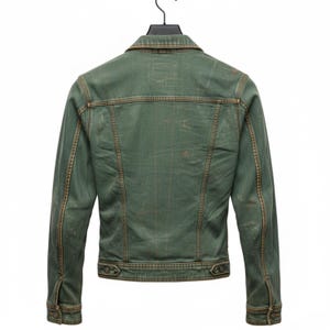 Men’s Green Leather Trucker Jacket – Real Lambskin Distressed Jacket, Vintage Style Biker Coat