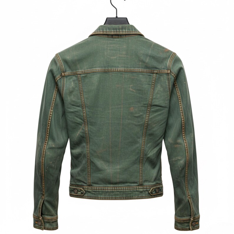 Men’s Green Leather Trucker Jacket – Real Lambskin Distressed Jacket, Vintage Style Biker Coat
