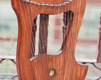 Rosewood 18-String Lyre Harp | Handmade Wooden Harp | Unique Harps Musical Instrument Gift