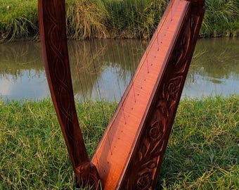 22 String Celtic Harp: Handcrafted Mahogany Lever Harp with Bag
