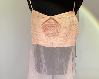 NWOT Free people shear  tank top w/ rose