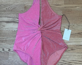 NWT free people pink shimmer low cut one piece swimsuit