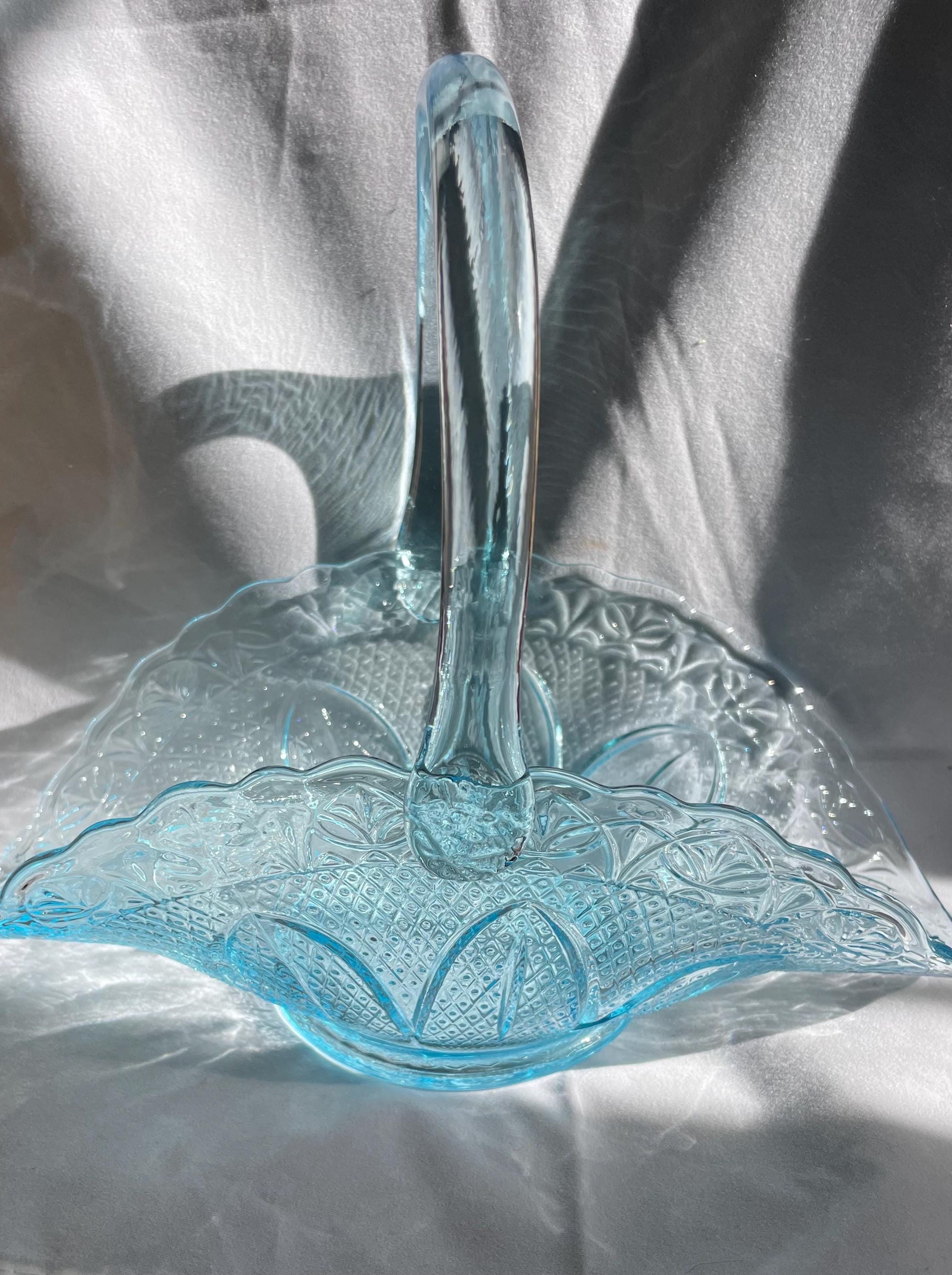 Fenton Glass Basket Blue - Etsy