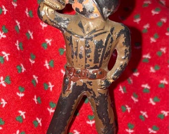 Cast Iron Toy Soldier Figure. Bugler Army Man. Vintage 50s