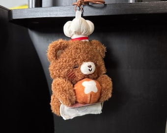 Chef Bear Charm – Plush Baker with Apron and Bread Loaf