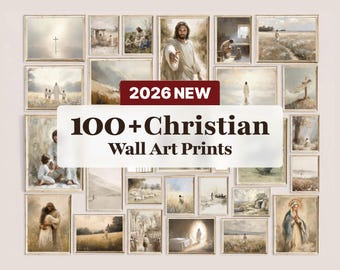 100+ Christian Wall Art Bundle, Faith Gallery Set, Jesus Nativity Prints (Digital Download)