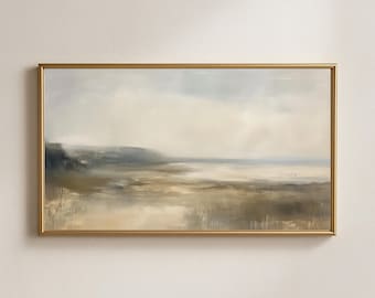 Paysage côtier abstrait pour téléviseur Samsung Frame, tons terreux et profonds (téléchargement numérique)