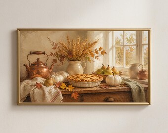Cadre photo pour table de récolte de Thanksgiving, décoration de cuisine automnale avec citrouille blanche, style ferme chaleureuse (téléchargement numérique)