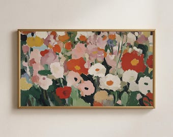 Abstract Floral Frame TV Art, Modern Botanical Painting, Vibrant Wall Decor (Digital Download)