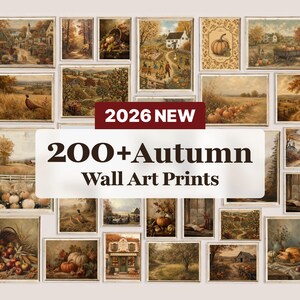 Plus de 200 reproductions vintage de paysages d'automne, art mural rustique pour galerie de ferme (téléchargement numérique)