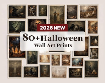 Plus de 80 affiches murales vintage pour Halloween, décoration gothique et effrayante (téléchargement numérique)