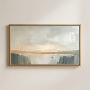 Jordgrön abstrakt oljemålning, Samsung Frame TV-konst (digital nedladdning)