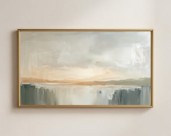 Peinture à l'huile abstraite vert terreux, oeuvre d'art pour téléviseur avec cadre Samsung (téléchargement numérique)