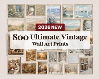 800+ Vintage Landscape Art Bundle, All Seasons Gallery Wall Prints (Digital Download)