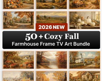 Plus de 50 cadres TV au style champêtre automnal chaleureux, décor paysage d'automne pour téléviseur Samsung Frame, téléchargement numérique pour Thanksgiving