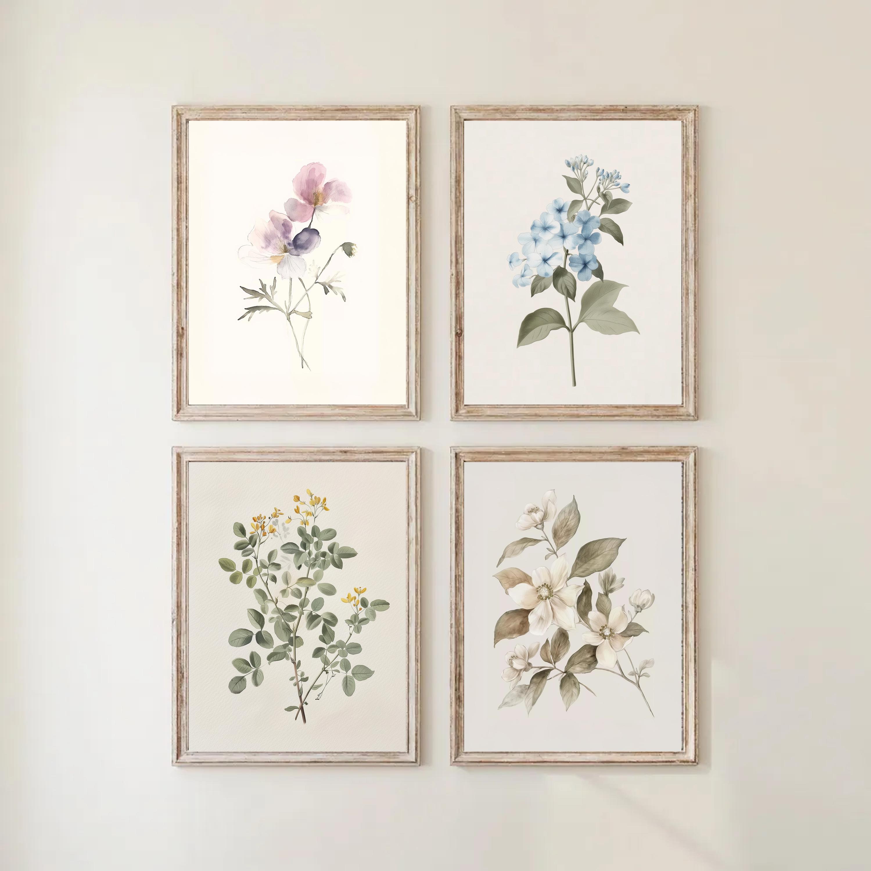 100 Vintage Botanical Prints Set, Floral Wall Art Bundle, Neutral ...