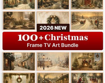 Lot de plus de 100 cadres TV vintage pour Noël, décoration murale de fêtes (téléchargement numérique)