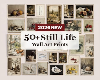 50 Vintage Still Life Prints, Farmhouse Kitchen Decor, Fruit Floral Art (Digital Download)